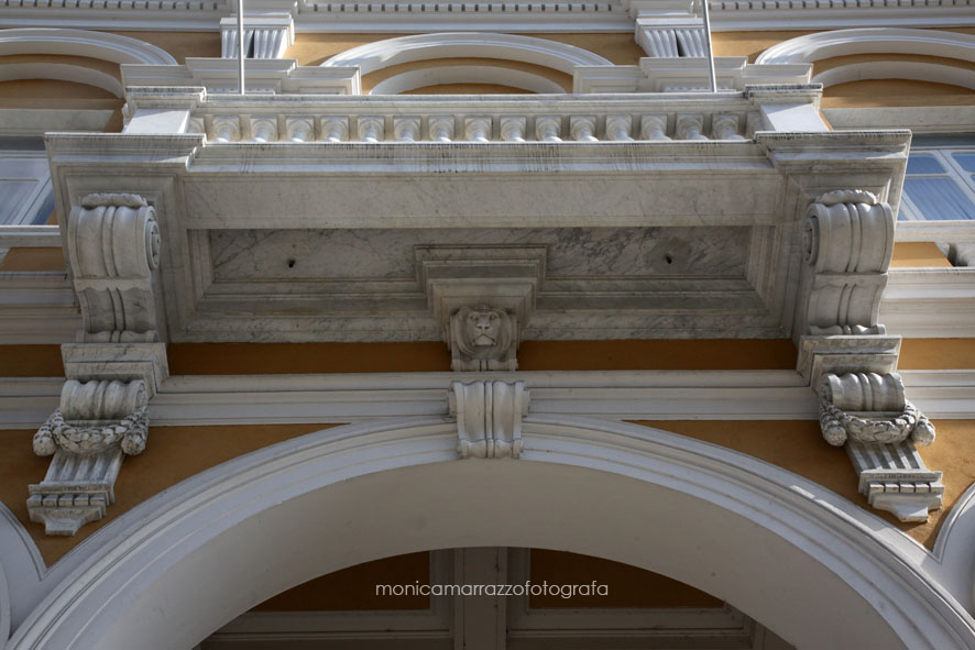 carrara, detail of a marble balcony