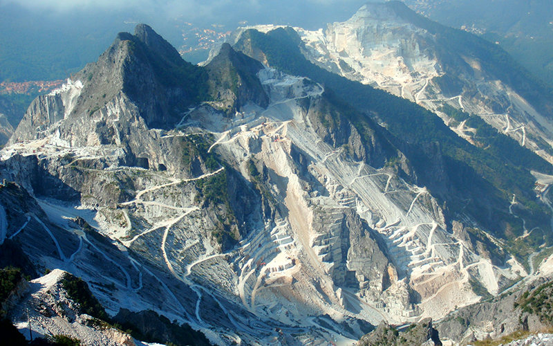 carrara marble mines, aerial view, shore trip