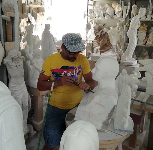 carrara marble sculptor at work