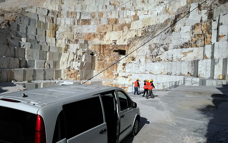 tourist admiring the michelangelo's quarry